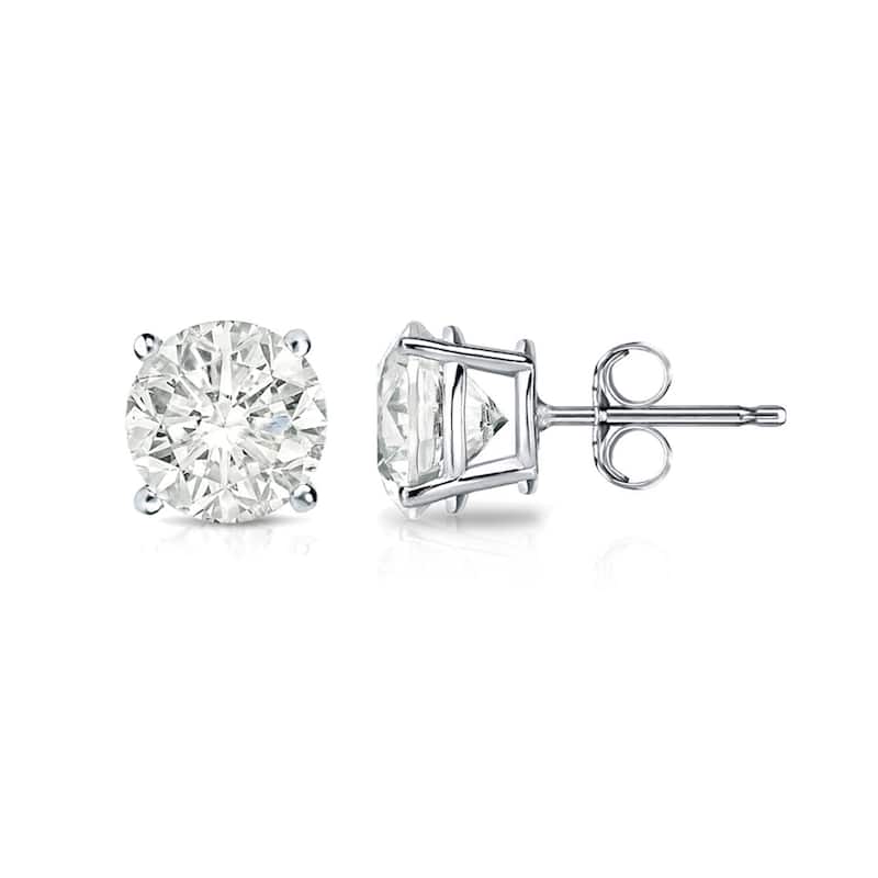 Auriya 18k Gold 3/4ct TW Clarity-enhanced Diamond Stud Earrings (J-K, I2-I3) - White