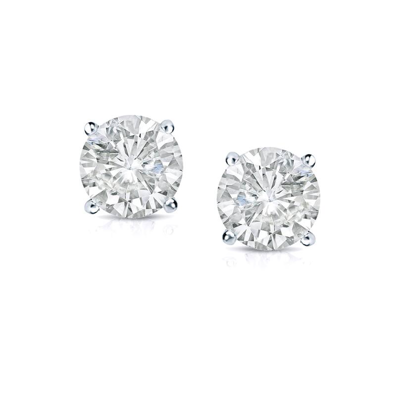 18k Gold Round 3/4ct TW Clarity Enhanced Diamond Stud Earrings