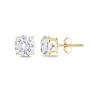 18k Gold Round 3/4ct TW Clarity Enhanced Diamond Stud Earrings (H-I, SI1-SI2)