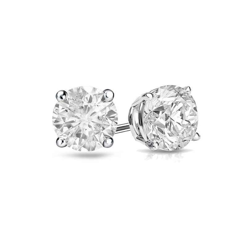 18k Gold Round 3/4ct TW Clarity Enhanced Diamond Stud Earrings