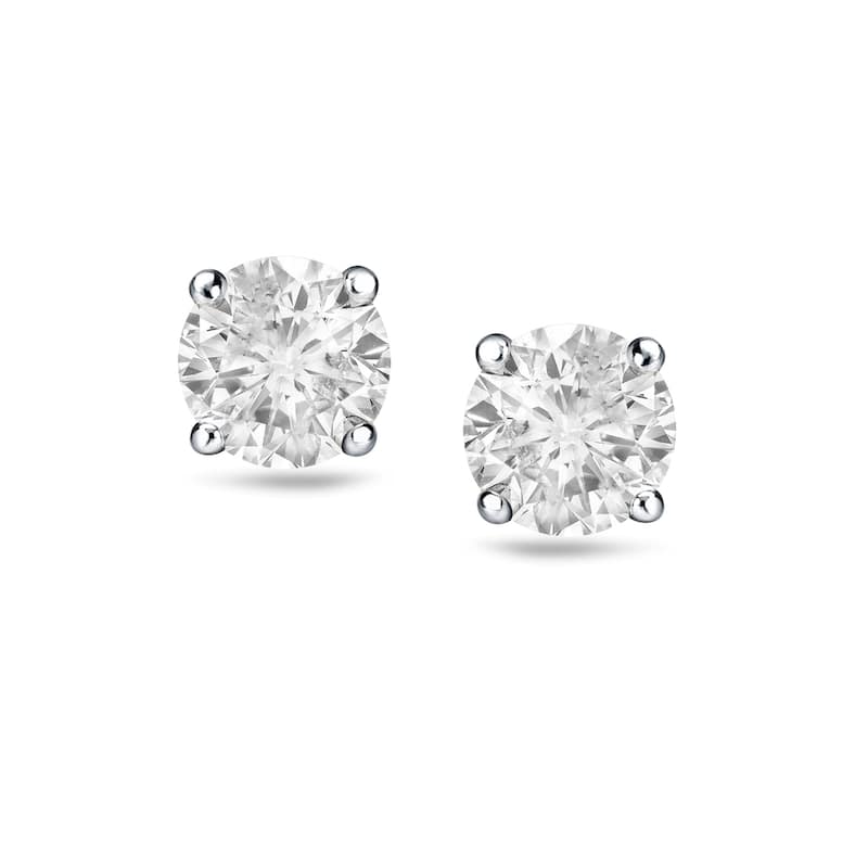 18k Gold Round 3/4ct TW Clarity Enhanced Diamond Stud Earrings
