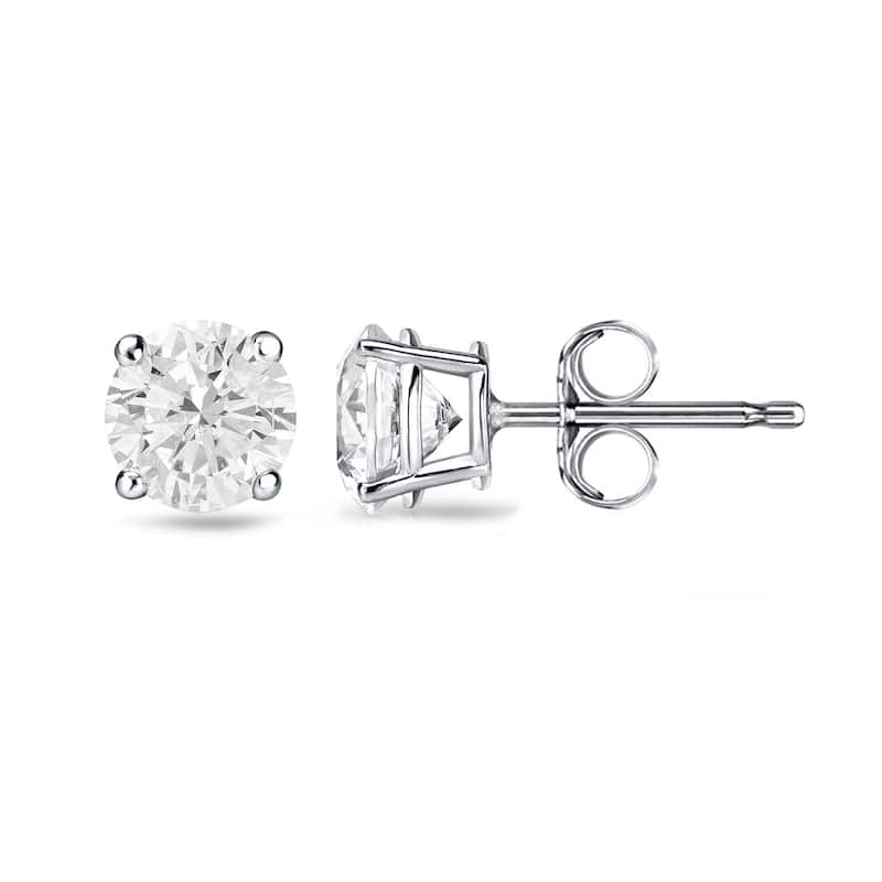 Auriya 3/4ctw Round Clarity-enhanced Diamond Stud Earrings 18k Gold (H-I, I1-I2)