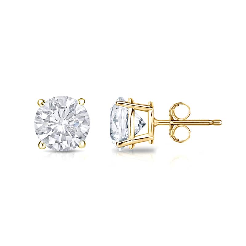 18k Gold Round 3/4ct TW Clarity Enhanced Diamond Stud Earrings (E-F, SI1-SI2)