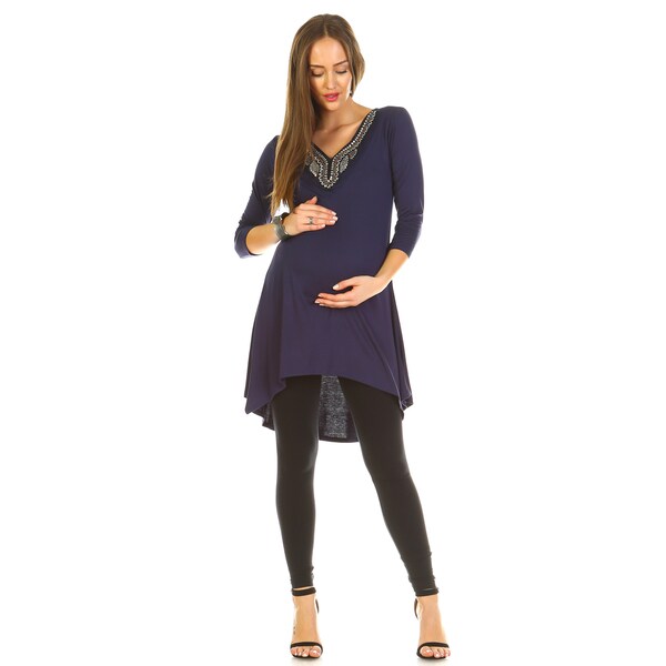 White Mark Sofia Embellished Maternity Tunic
