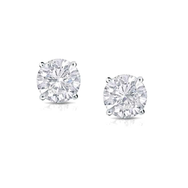 18k Gold Round 3/4ct TW Clarity Enhanced Diamond Stud Earrings