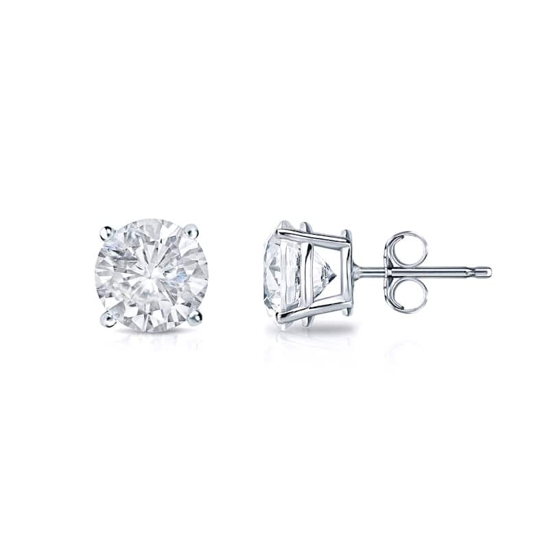 18k Gold Round 3/4ct TW Clarity Enhanced Diamond Stud Earrings