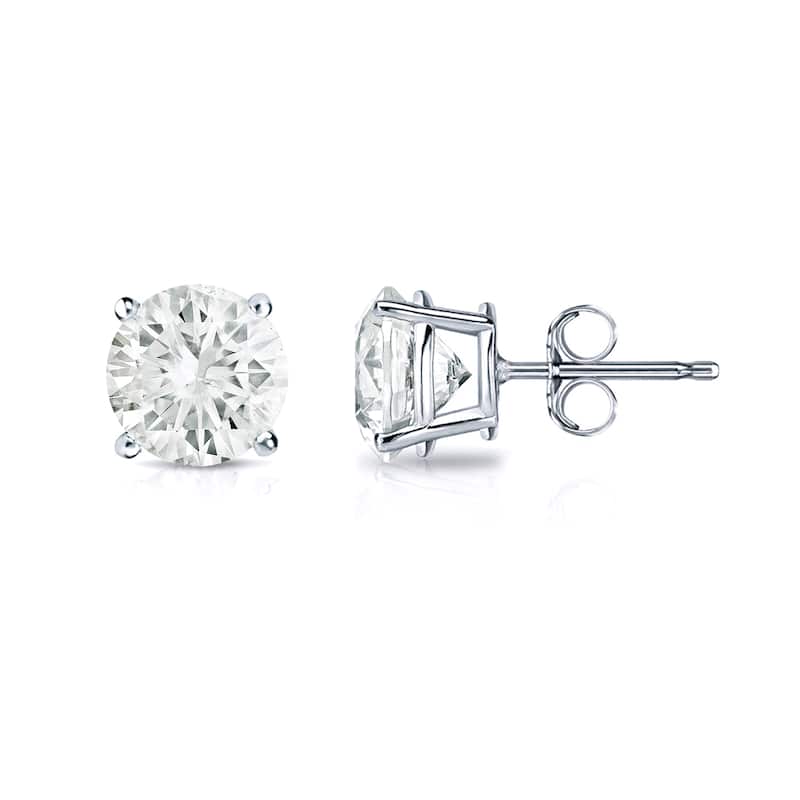 18k Gold Round 1/2ct TW Clarity Enhanced Diamond Stud Earrings (J-K, SI1-SI2)