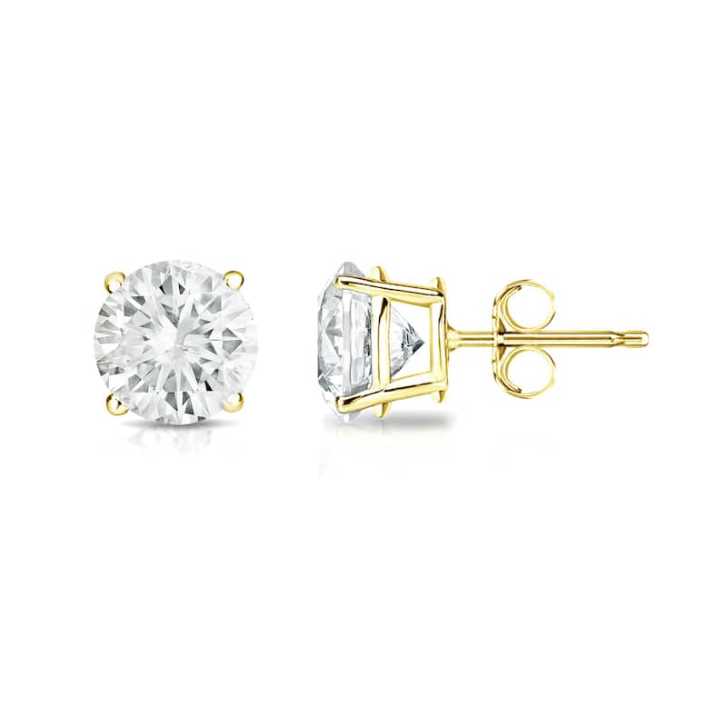 18k Gold Round 1/2ct TW Clarity Enhanced Diamond Stud Earrings (J-K, SI1-SI2)