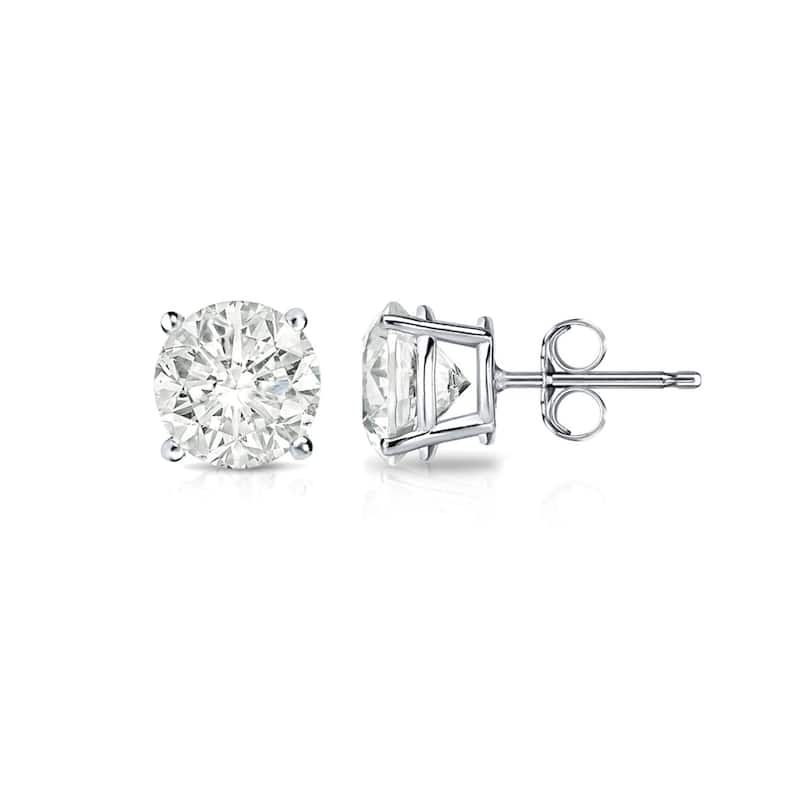 Auriya 18k Gold 1/2ct TW Clarity-enhanced Diamond Stud Earrings (J-K, I2-I3) - White