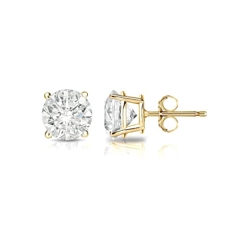 Auriya 18k Gold 1/2ct TW Clarity-enhanced Diamond Stud Earrings (J-K, I2-I3) - Yellow