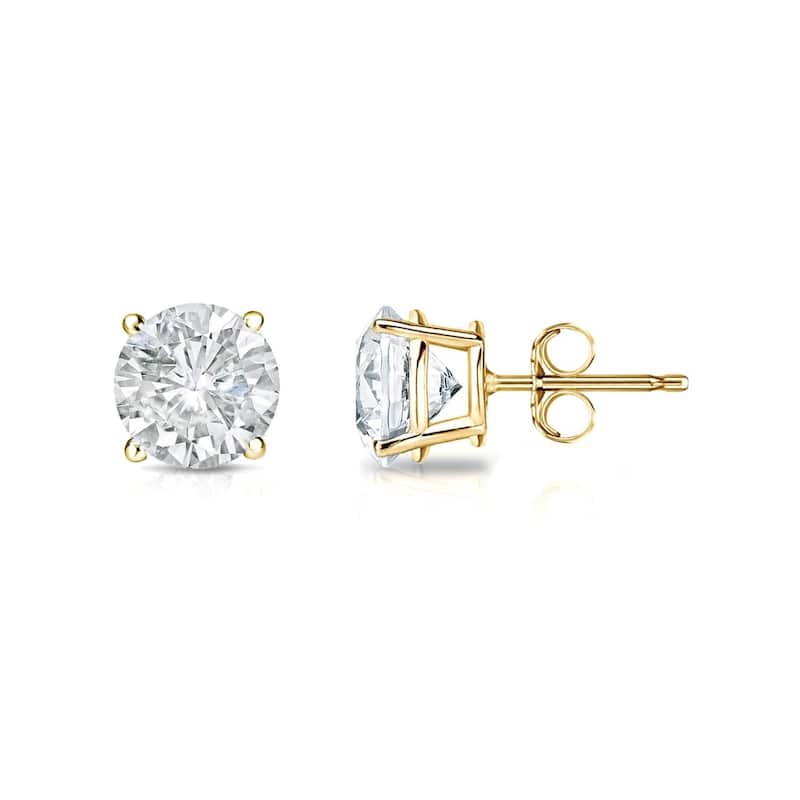 Auriya 1/2ctw Round Clarity-enhanced Diamond Stud Earrings 18k Gold (J-K, I1-I2) - Yellow