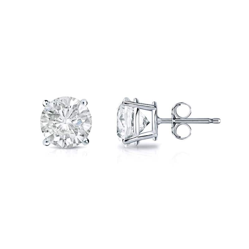 Auriya 1/2ctw Round Clarity-enhanced Diamond Stud Earrings 18k Gold (J-K, I1-I2) - White