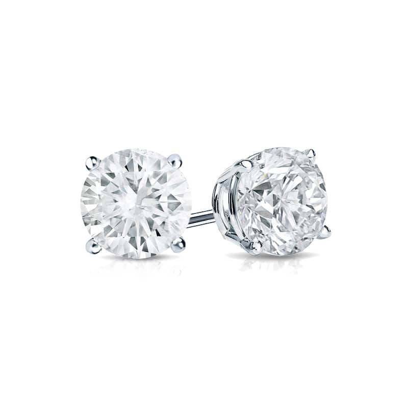 18k Gold Round 1/2ct TW Clarity Enhanced Diamond Stud Earrings (H-I, SI1-SI2)