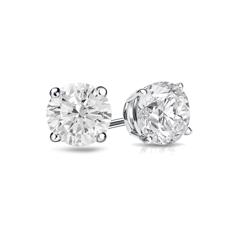 Auriya Round Diamond Stud Earrings 1/2ct TDW Clarity Enhanced 18k Gold