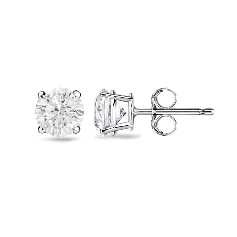 Auriya Round Diamond Stud Earrings 1/2ct TDW Clarity Enhanced 18k Gold - White