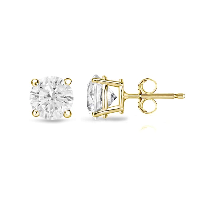 Auriya Round Diamond Stud Earrings 1/2ct TDW Clarity Enhanced 18k Gold - Yellow