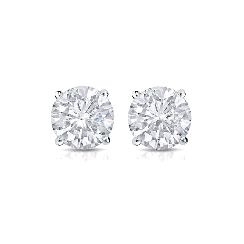 18k Gold Round 1/2ct TW Clarity Enhanced Diamond Stud Earrings