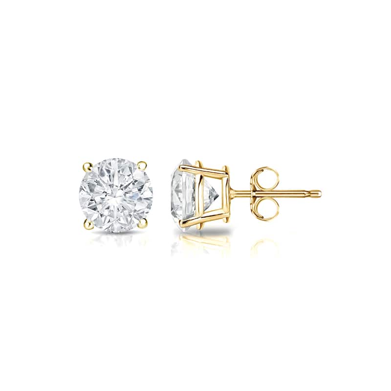 18k Gold Round 1/2ct TW Clarity Enhanced Diamond Stud Earrings (E-F, I2-I3)