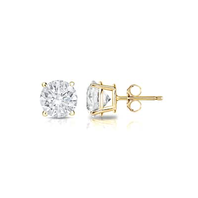 18k Gold Round 1/2ct TW Clarity Enhanced Diamond Stud Earrings (E-F, I2-I3)