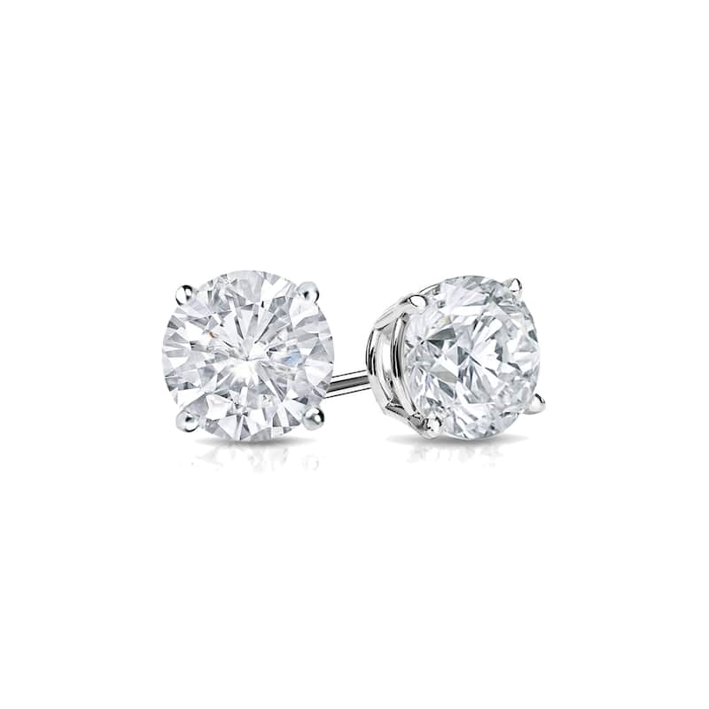 18k Gold Round 1/2ct TW Clarity Enhanced Diamond Stud Earrings (E-F, I1-I2)