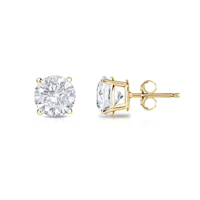 18k Gold Round 1/2ct TW Clarity Enhanced Diamond Stud Earrings (E-F, I1-I2)