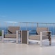 Cape Coral Outdoor Chat Set with C-Shaped Table by Christopher Knight Home - Thumbnail 0