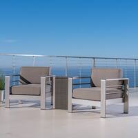 Cape Coral Outdoor Chat Set with C-Shaped Table by Christopher Knight Home