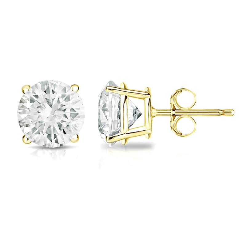 14k Gold Round 1 1/4ct TW Clarity Enhanced Diamond Stud Earrings (J-K, SI1-SI2)
