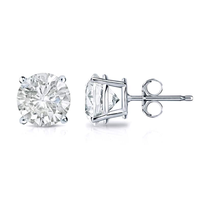 14k Gold Round 1 1/4ct TW Clarity Enhanced Diamond Stud Earrings