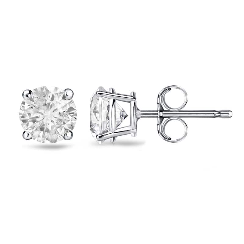 Auriya 1 1/4ctw Clarity-enhanced Round Diamond Stud Earrings 14k Gold (I2-I3) - White