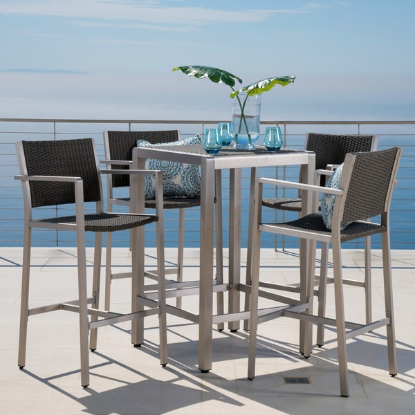 Cape Coral Outdoor 5-piece Aluminum Square Bar Set by Christopher Knight Home