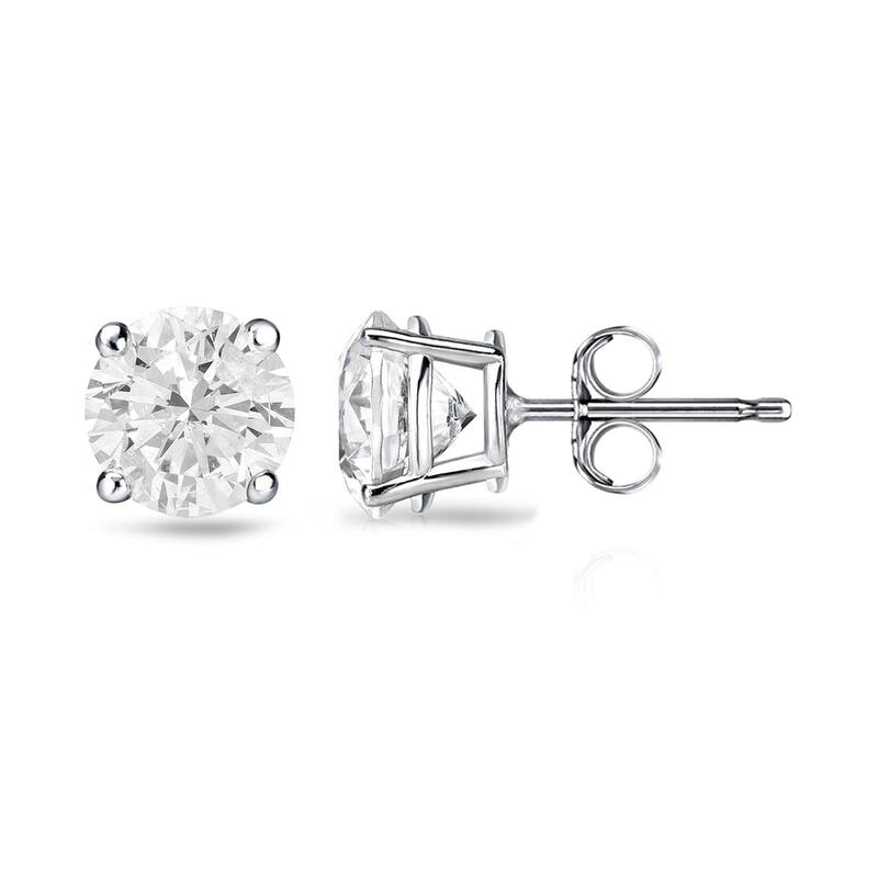 Auriya 1 1/4ctw Clarity-enhanced Round Diamond Stud Earrings 14k Gold (I1-I2) - White