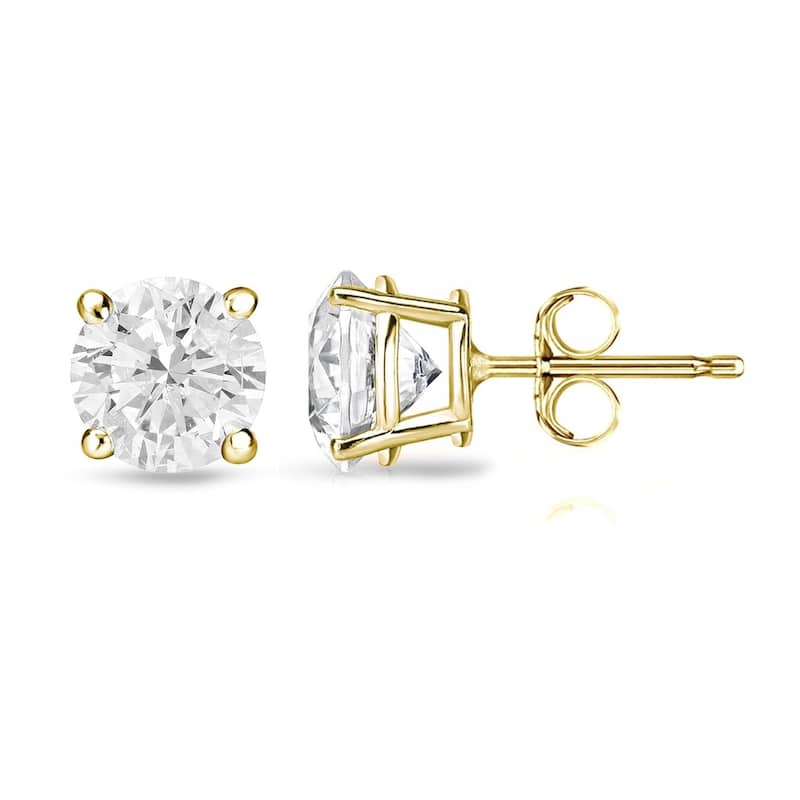 Auriya 1 1/4ctw Clarity-enhanced Round Diamond Stud Earrings 14k Gold (I1-I2) - Yellow