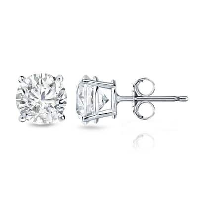 14k Gold Round 1 1/4ct TW Clarity Enhanced Diamond Stud Earrings (G-H, I2-I3)