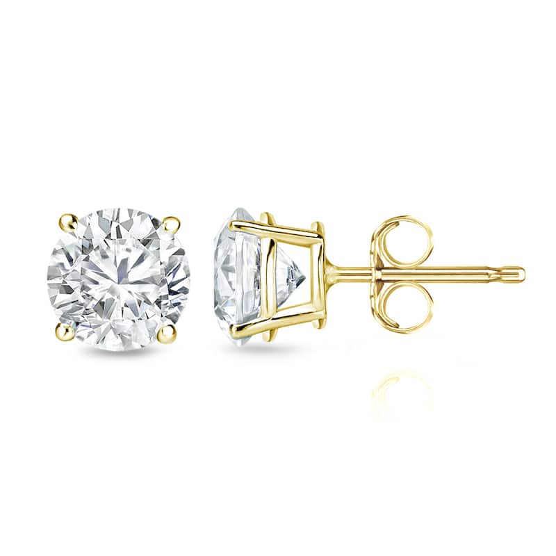 14k Gold Round 1 1/4ct TW Clarity Enhanced Diamond Stud Earrings (G-H, I2-I3)