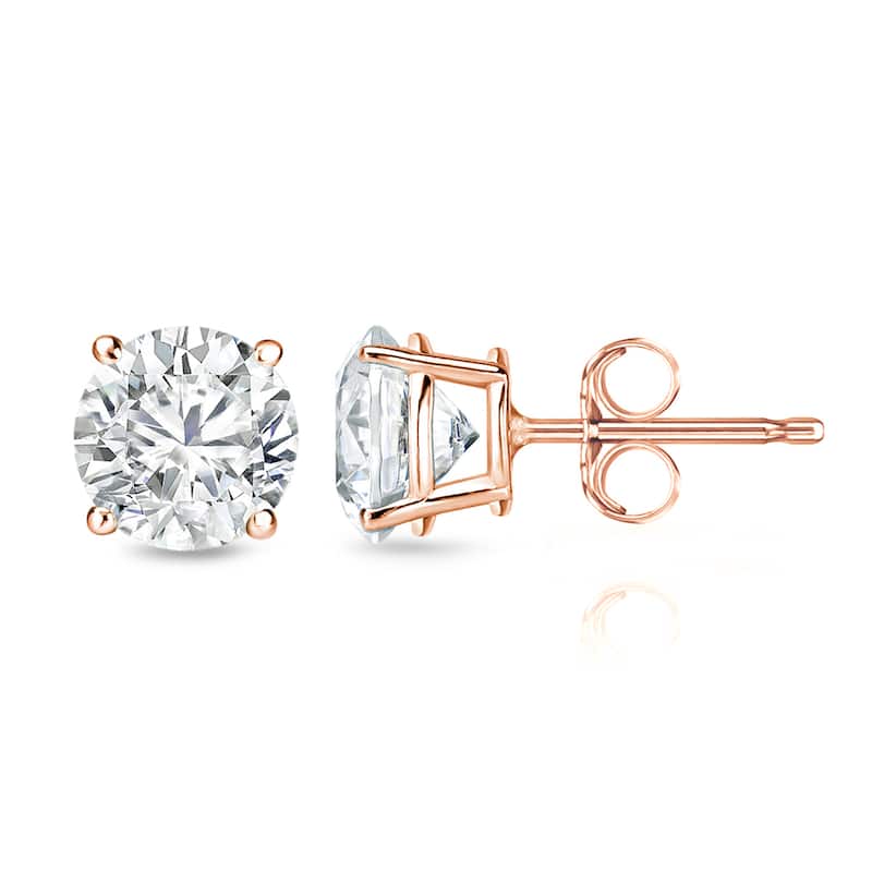14k Gold Round 1 1/4ct TW Clarity Enhanced Diamond Stud Earrings (G-H, I2-I3)