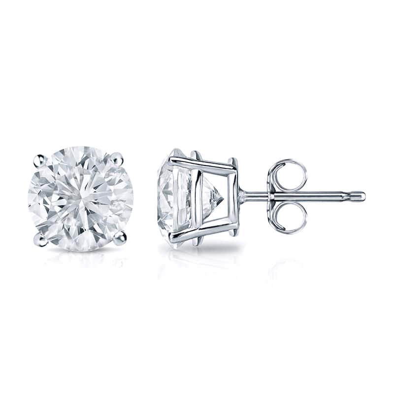 14k Gold Round 1 1/4ct TW Clarity Enhanced Diamond Stud Earrings (G-H, I1-I2) - White