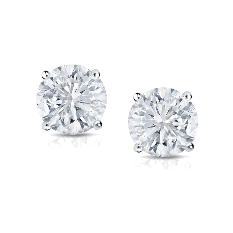 14k Gold Round 1 1/4ct TW Clarity Enhanced Diamond Stud Earrings (G-H, I1-I2)