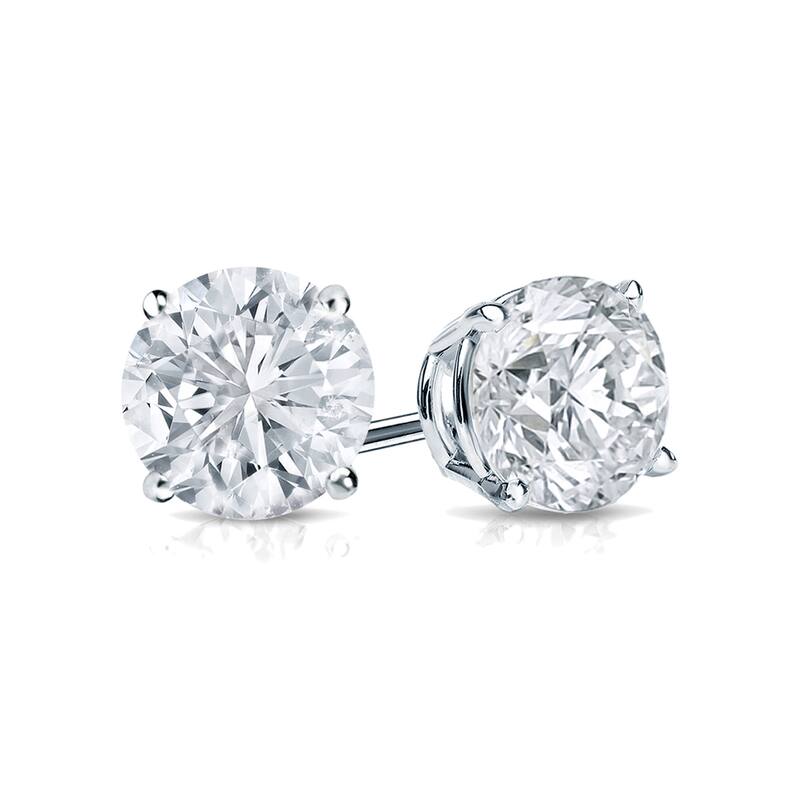 14k Gold Round 1 1/4ct TW Clarity Enhanced Diamond Stud Earrings (G-H, I1-I2)