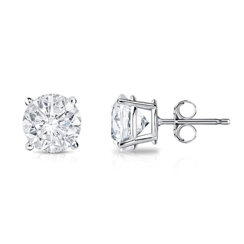 Auriya 1 1/4ctw Clarity-enhanced Round Diamond Stud Earrings 14k Gold (I2-I3) - White