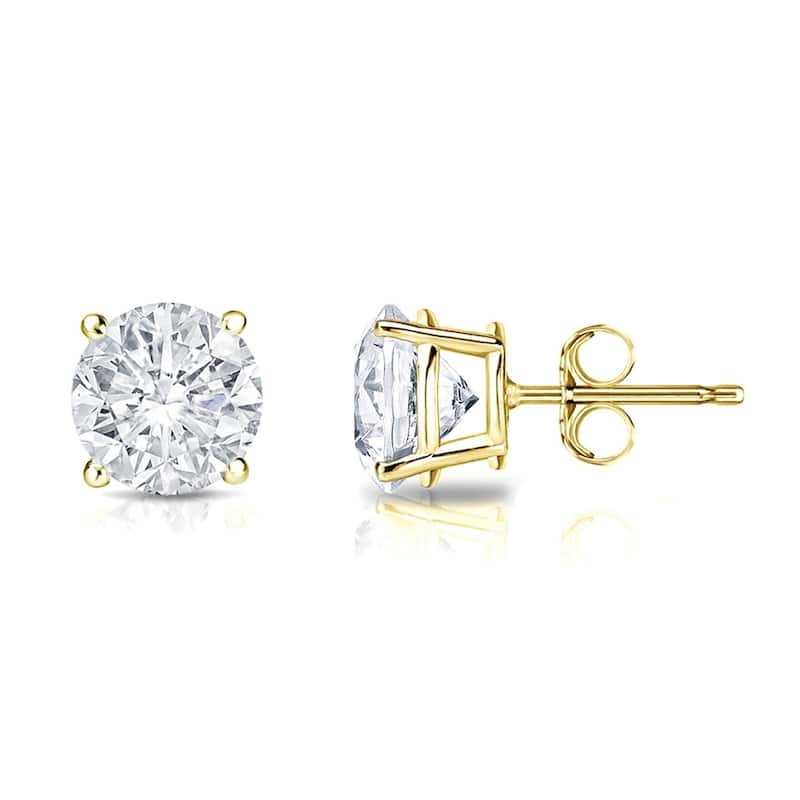 Auriya 1 1/4ctw Clarity-enhanced Round Diamond Stud Earrings 14k Gold (I2-I3) - Yellow