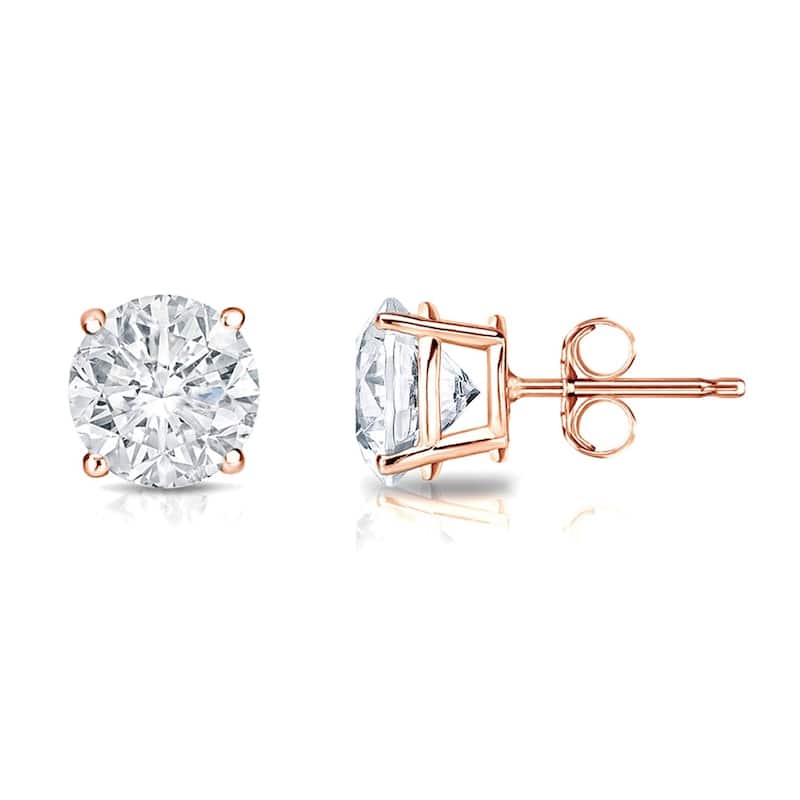 Auriya 1 1/4ctw Clarity-enhanced Round Diamond Stud Earrings 14k Gold (I2-I3) - Rose