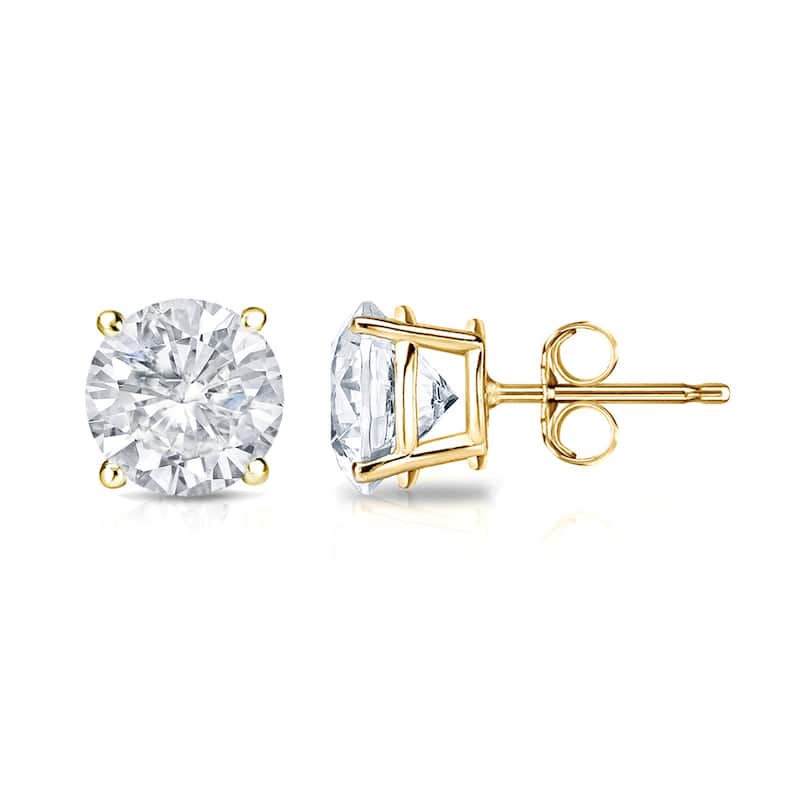 14k Gold Round 1 1/4ct TW Clarity Enhanced Diamond Stud Earrings (E-F, I1-I2)
