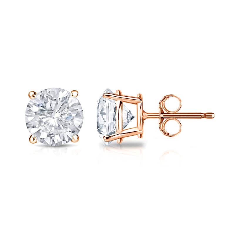 14k Gold Round 1 1/4ct TW Clarity Enhanced Diamond Stud Earrings (E-F, I1-I2)