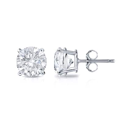 14k Gold Round 1 1/4ct TW Clarity Enhanced Diamond Stud Earrings (E-F, I1-I2)