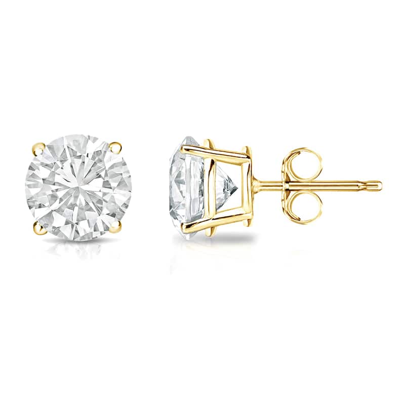Auriya 14k Gold 1ct TW Clarity-enhanced Diamond Stud Earrings (J-K, VS1-VS2) - Yellow