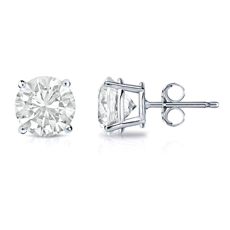 Auriya 14k Gold 1ct TW Clarity-enhanced Diamond Stud Earrings (J-K, VS1-VS2) - White