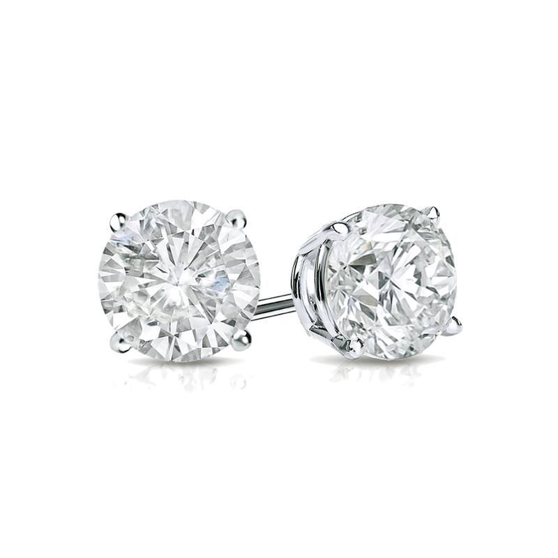 14k Gold Round 1ct TW Clarity Enhanced Diamond Stud Earrings