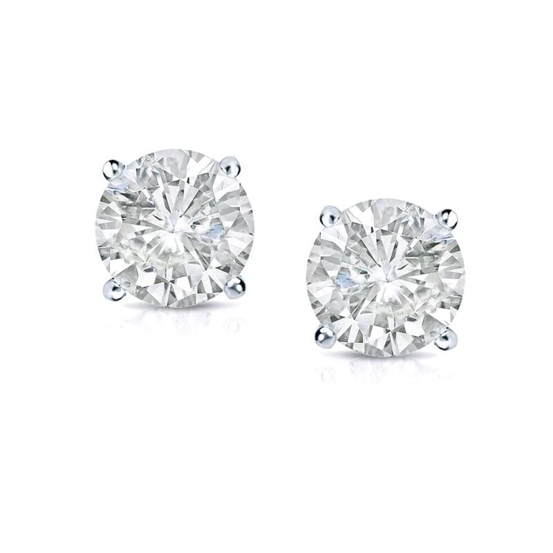 14k Gold Round 1ct TW Clarity Enhanced Diamond Stud Earrings