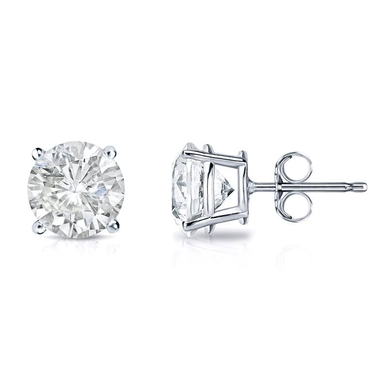 14k Gold Round 1ct TW Clarity Enhanced Diamond Stud Earrings - White